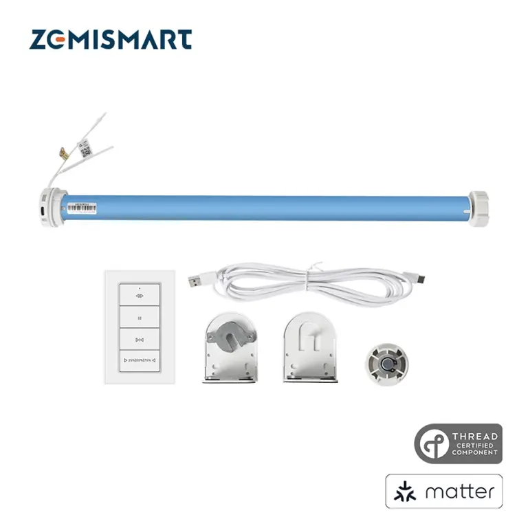 Zemismart Matter over Thread Roller Shade Rechargeable Motor Solar-Powered Panel Option MT25B
