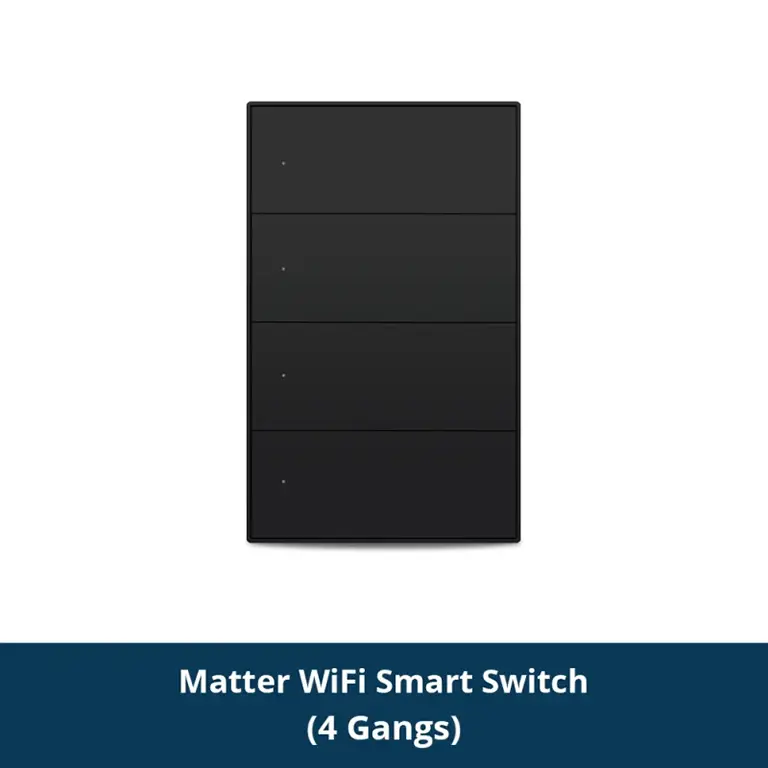 Zemismart Matter over WiFi Smart Push Button US Switch 4-Gang Black ZM606-4