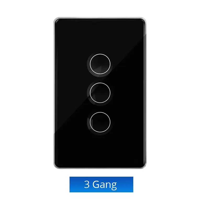 Zemismart Matter over WiFi Smart Touch Panel US Switch 3-Gang ZM202-3-US Black