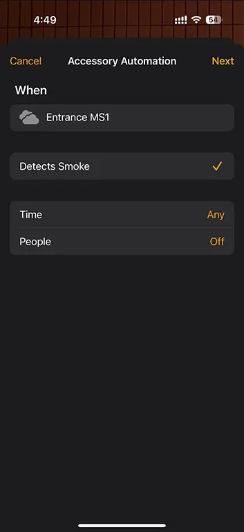 Create Sensereo MS-1 automation in Apple Home