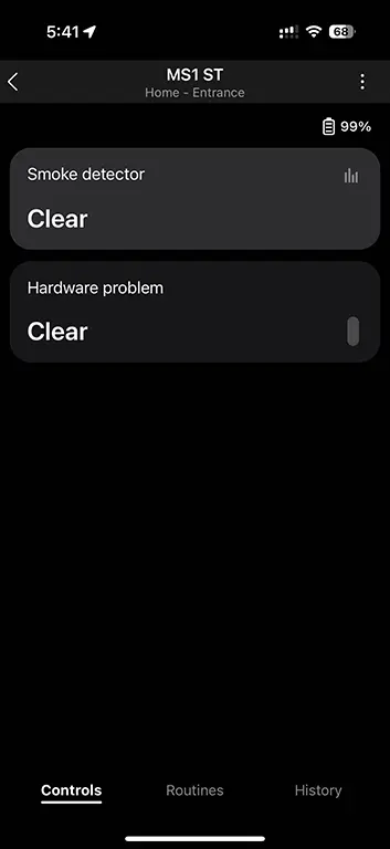 Sensereo MS-1 device settings in Samsung SmartThings