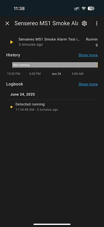 Sensereo MS-1 self-test status in Home Assistant