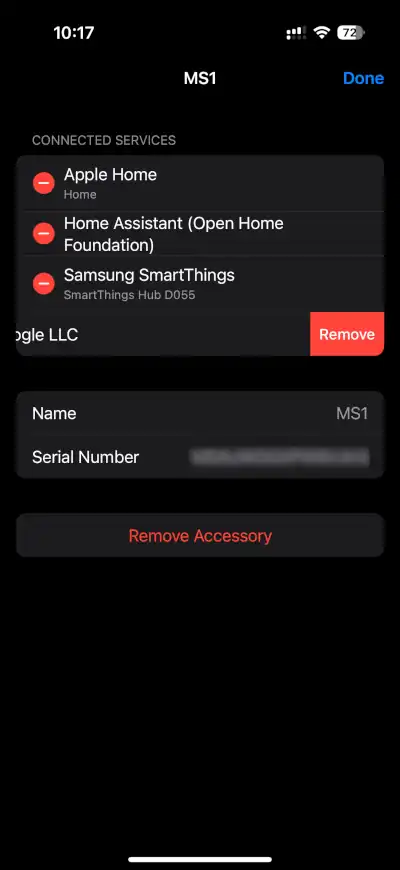 Remove Matter device from Apple Home - Step 3.3