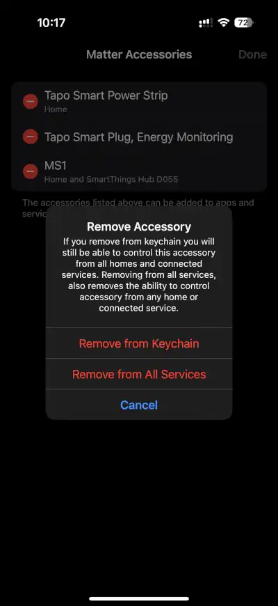 Remove Matter device from Apple Home - Step 5