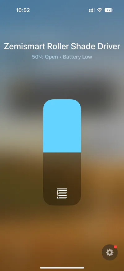 Zemismart MTP1 accessory control screen in Apple Home