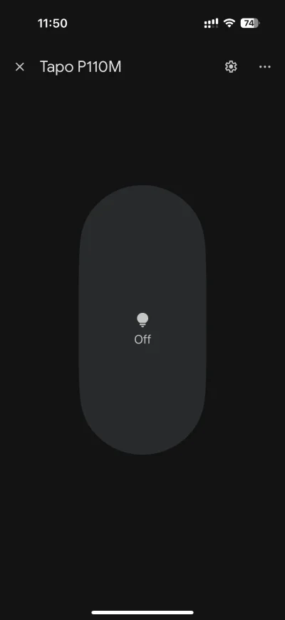 Tapo P110M control screen on Google Home