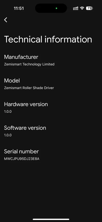 Zemismart MTP1 technical information in Google Home