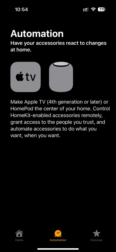 Home hub is required to use automations in Apple Home