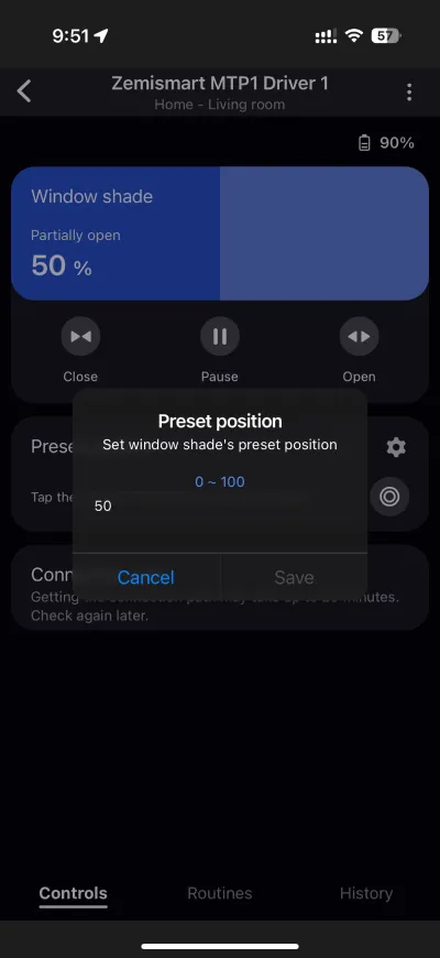 Zemismart MTP1 preset position setting in SmartThings