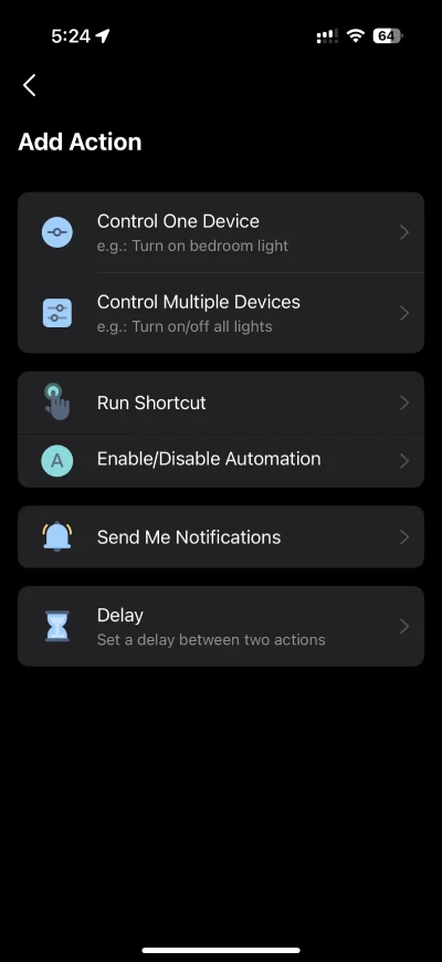 Add automation actions in Tapo app