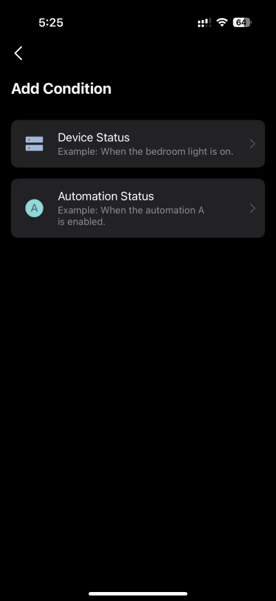 Add automation conditions in Tapo app