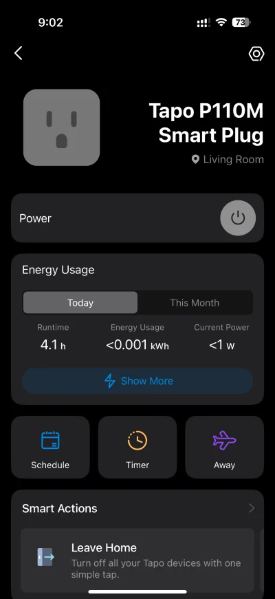 Tapo P110M device screen