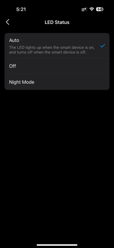Set Tapo P110M LED status in Tapo app