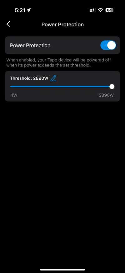 Power Protection feature in Tapo app