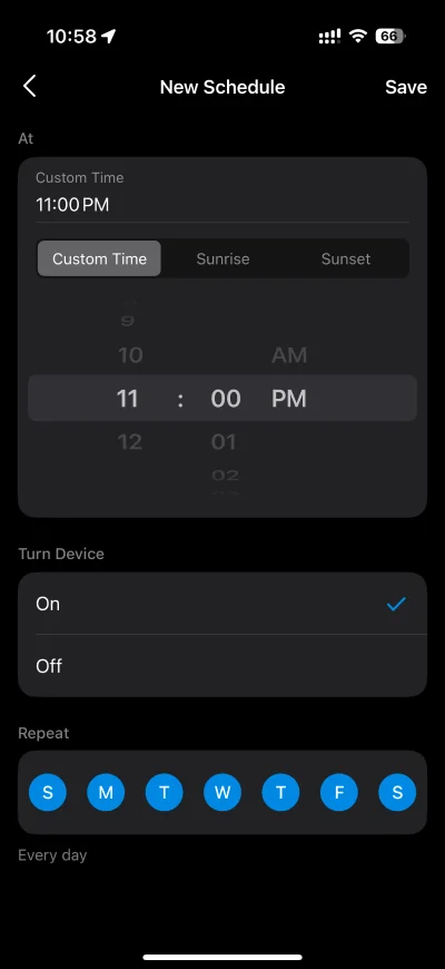 Set schedule for Tapo P110M in the Tapo app