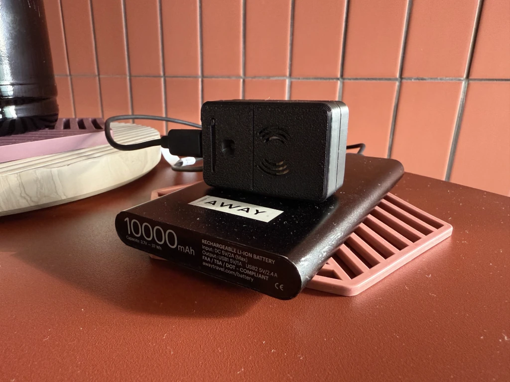 XIAO MR60BHA2 sensor connected to a power bank