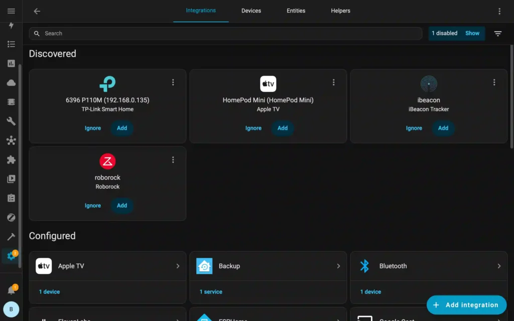 Roborock integration auto-discovered in Home Assistant