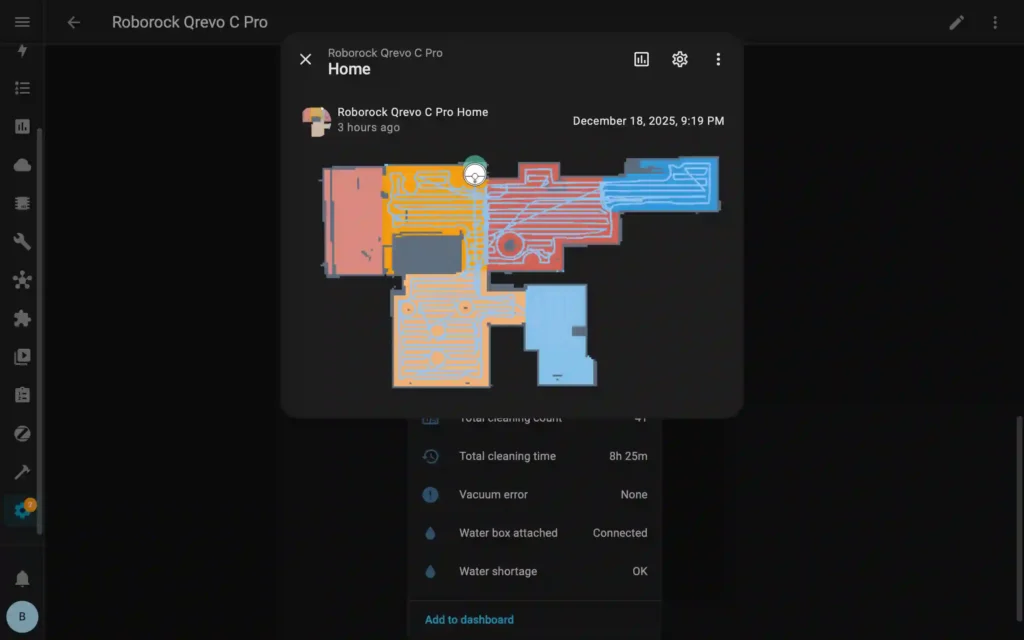 Live cleaning map entity for the Roborock Qrevo C Pro in Home Assistant