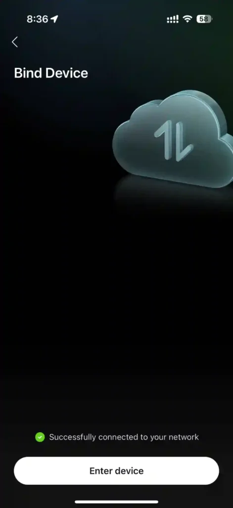 Successfully connected to network on Roborock App