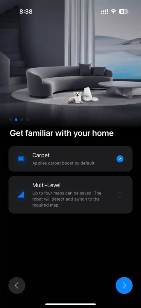 Roborock App quick start carpet and multi-level settings