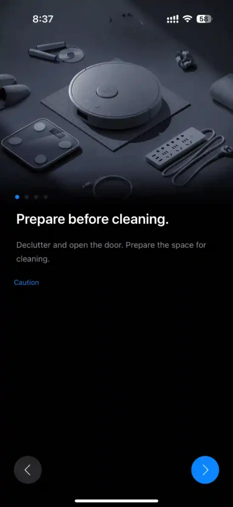 Pre-cleaning preparation tip on Roborock App