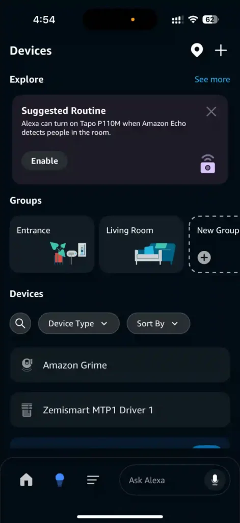 Roborock Qrevo C Pro tile on Alexa