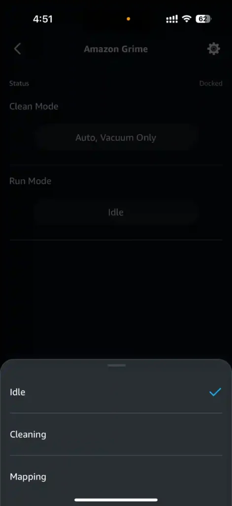 Roborock Qrevo C Pro Alexa run mode selection