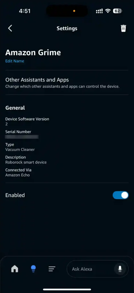 Roborock Qrevo C Pro Alexa settings
