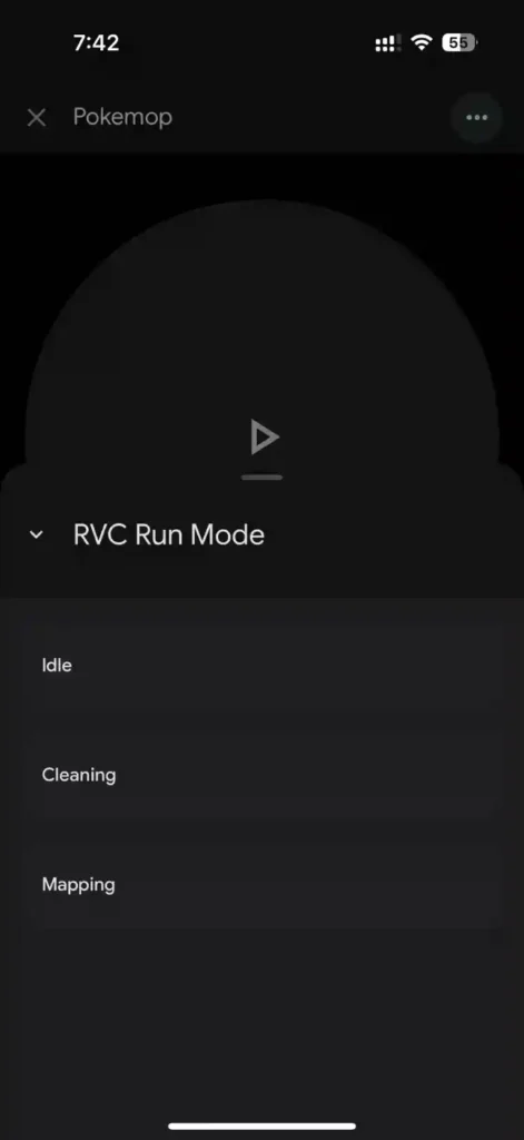 Roborock Qrevo C Pro Google Home run mode selection