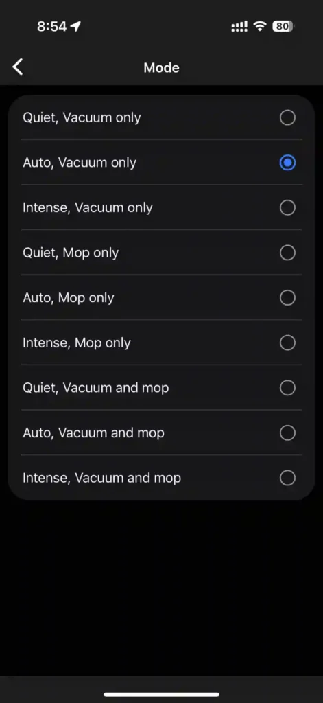 Roborock Qrevo C Pro SmartThings clean mode selection