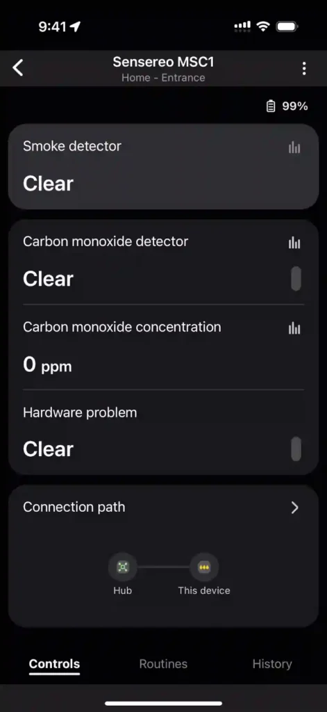 Sensereo MSC-1 Device Info in SmartThings