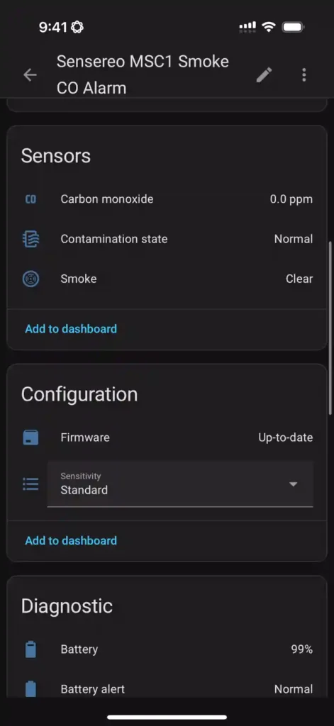 Sensereo MSC-1 Sensors and Configuration in Home Assistant