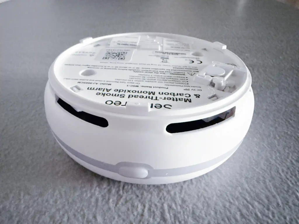 Sensereo MSC-1 Test/Hush button located on the side of the plastic shell