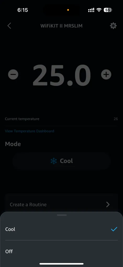 Amazon Alexa device operating mode selection for Spacemate smart air-conditioner module