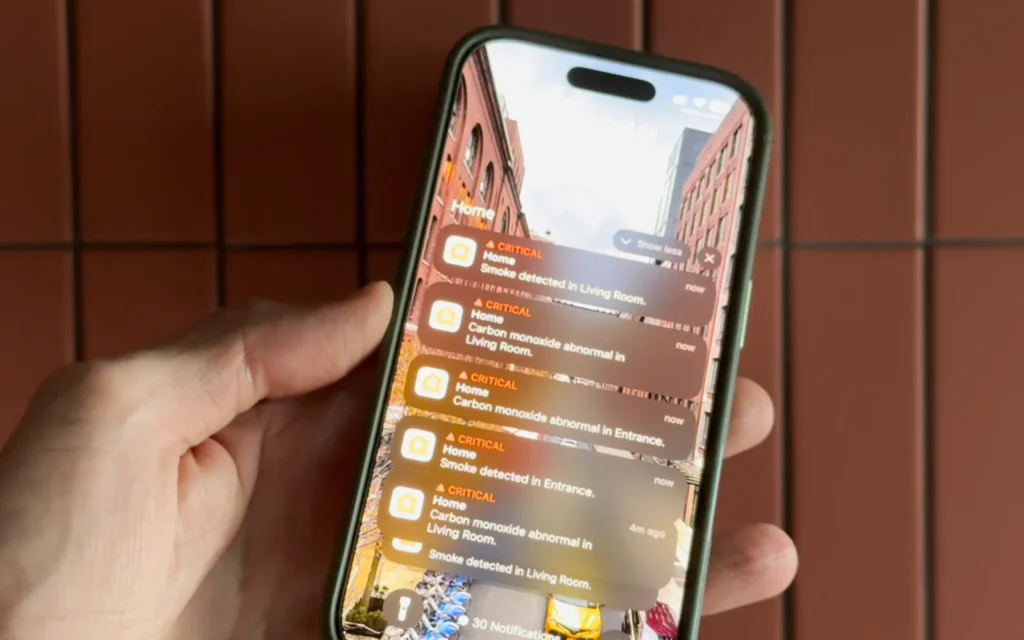 Apple Home triggered critical notifications upon smoke and carbon monoxide detection