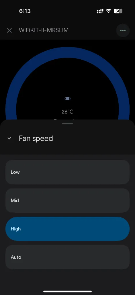 Google Home device fan speed selection for Spacemate smart air-conditioner module