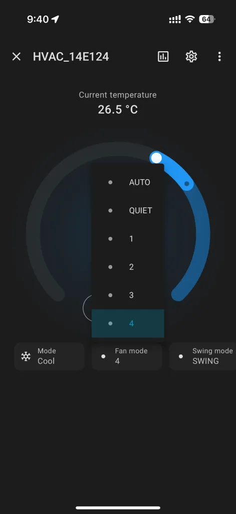 Home Assistant device fan mode selection for Spacemate smart air-conditioner module