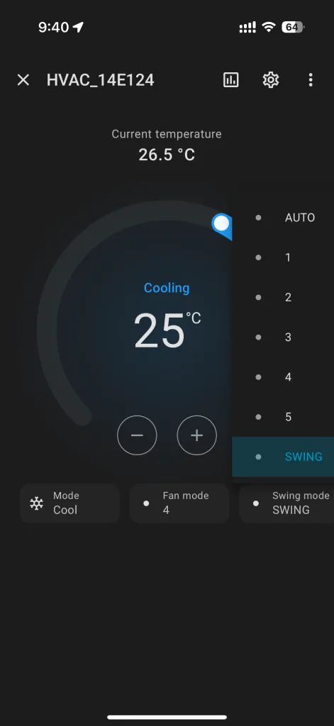 Home Assistant device swing mode selection for Spacemate smart air-conditioner module