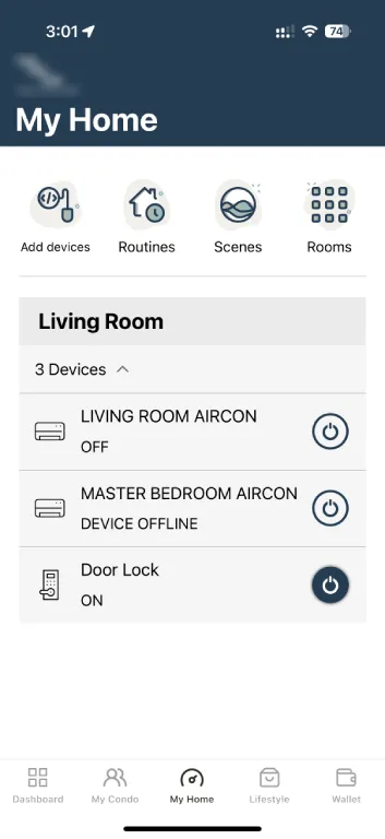 Smart devices in a housing estate app