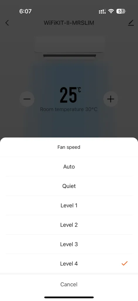 Tuya device fan speed selection for Spacemate smart air-conditioner module