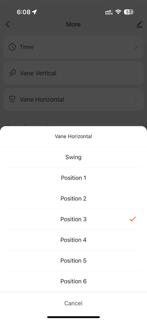 Tuya device vane horizontal selection for Spacemate smart air-conditioner module