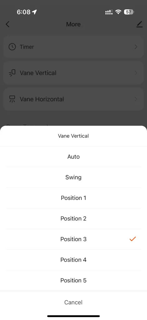 Tuya device vane vertical selection for Spacemate smart air-conditioner module