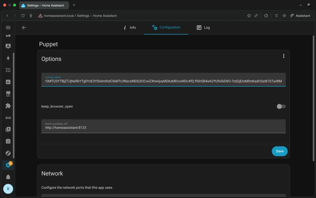 Adding a long-lived access token to Puppet configuration
