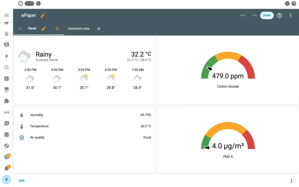 Use panel layout for Home Assistant dashboards on ePaper displays